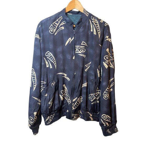 Vintage 80’s 90’s Abstract Patterned Bomber Golf Jacket Men’s Size XL - Picture 1 of 5
